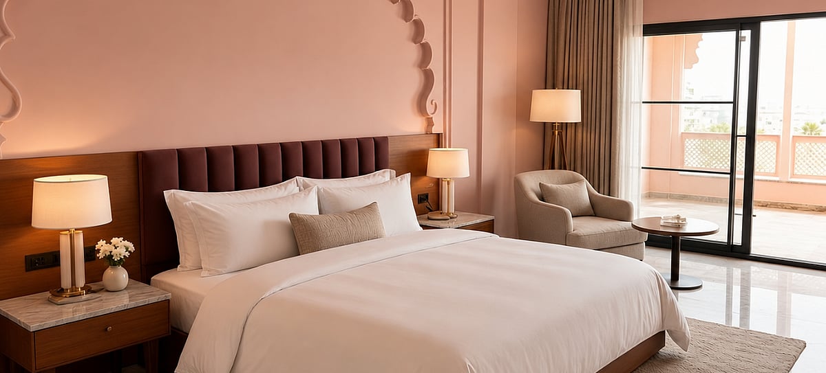 One of the rooms in the hotel