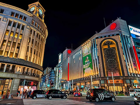 Wako Clock Tower and Mitsukoshi in Ginza, Tokyo