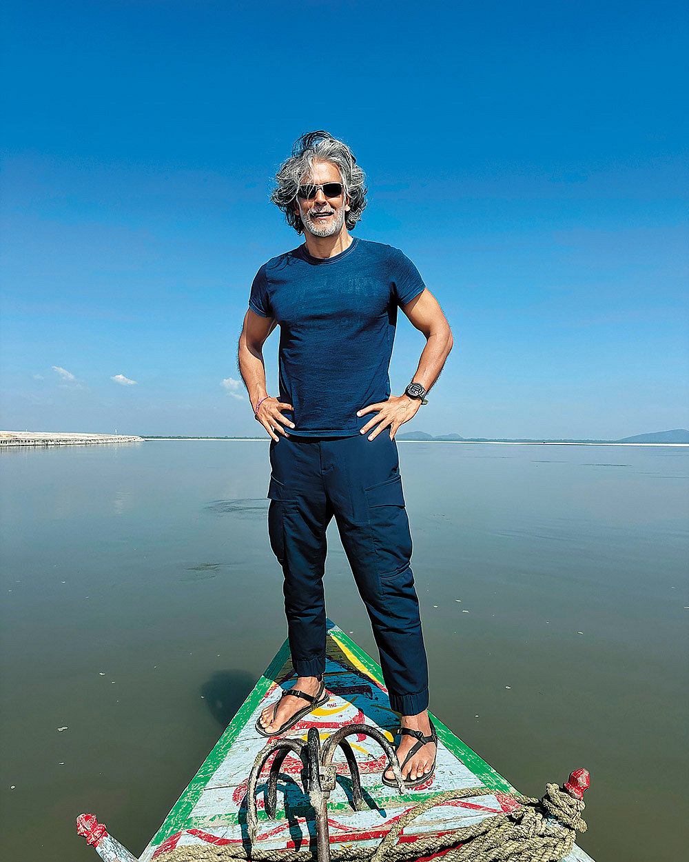Soman in Assam in 2024, when he swam the Brahmaputra River for the first time