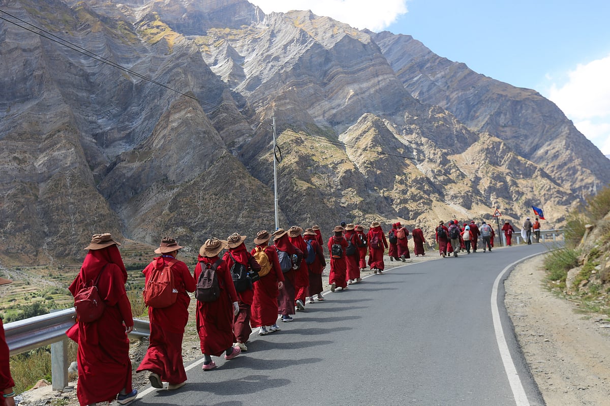 Supplied : Pad Yatris walking from Keylong to Rangbay village