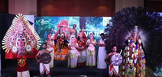 Kerala Tourism : Artists bringing Keralas timeless traditions to life at the Kerala Tourism departments B2B and networking event at The Lalit New Delhi on Tuesday
