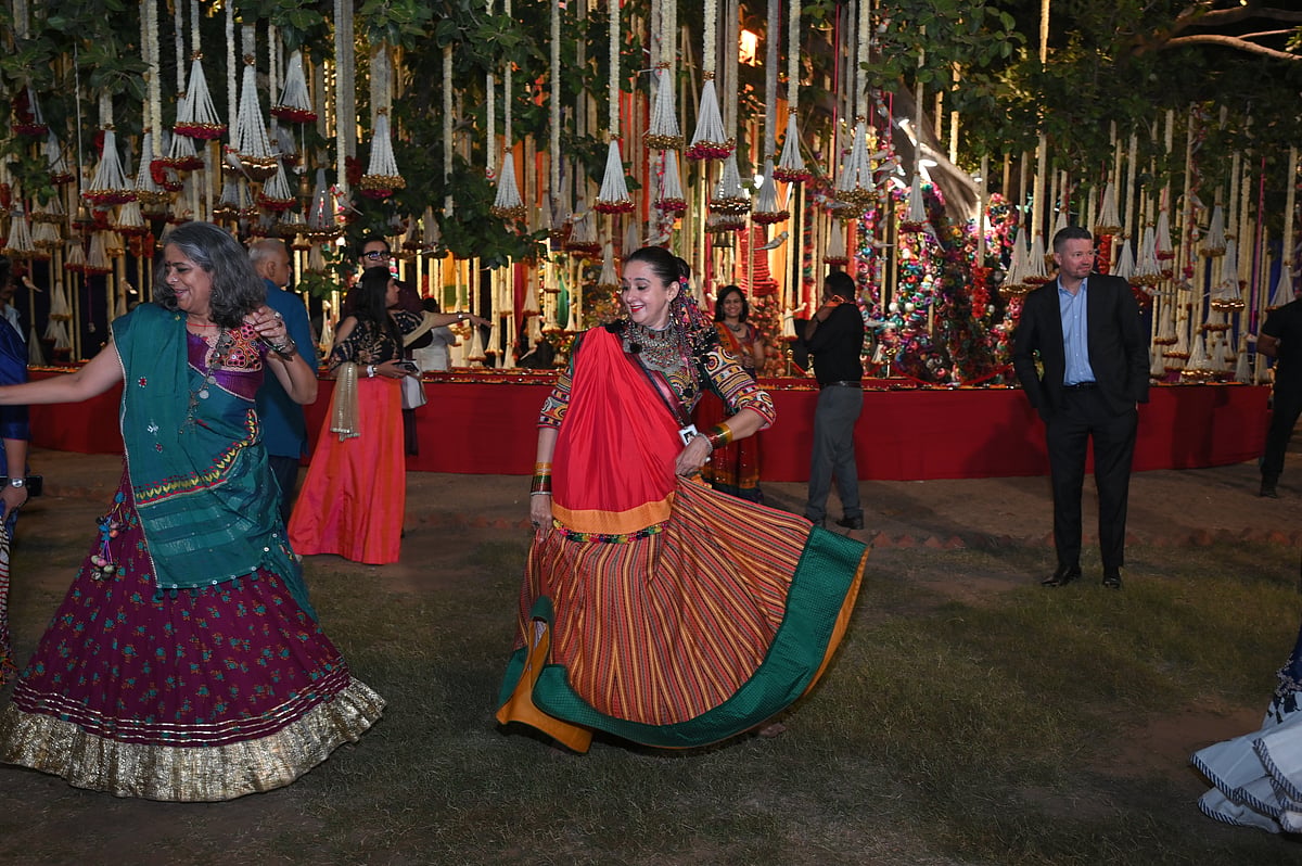Maharani Radhikaraje Gaekwad swaying to the beats of Garba 