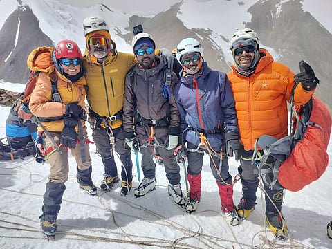 All 14 members including two women climbers reached the top of Netaji parvat 6274m