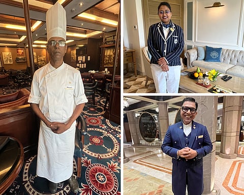 Clockwise from left: Chef Himadri Sekhar Pari; butler Sudeshna; chief concierge Sanjib Ghosh