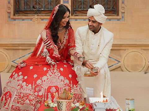 Vivek Nandha and Monica Nayyar at the mandap