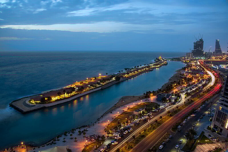 An aerial view of Jeddah waterfront