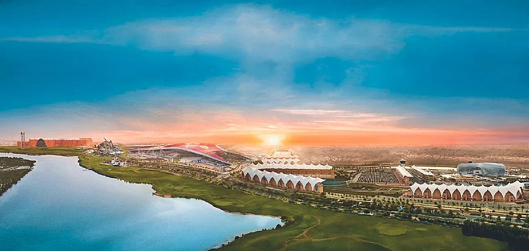 An aerial view of Yas Island - null