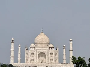 The Taj Mahal is a perfectly symmetrical structure with bilateral symmetry along a central axis. Credit Ambica Sharma