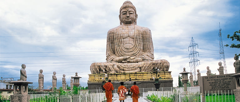 The awe-inspiring Buddha statue at Bodh Gaya - null
