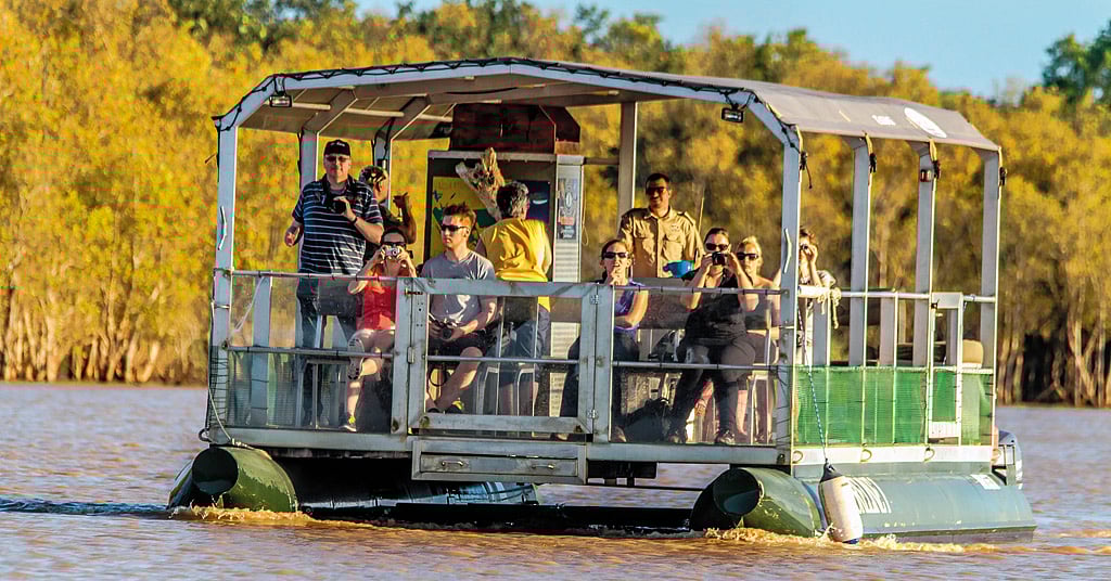 A cruise in the St. Lucia Estuary offers sights of Nile crocs