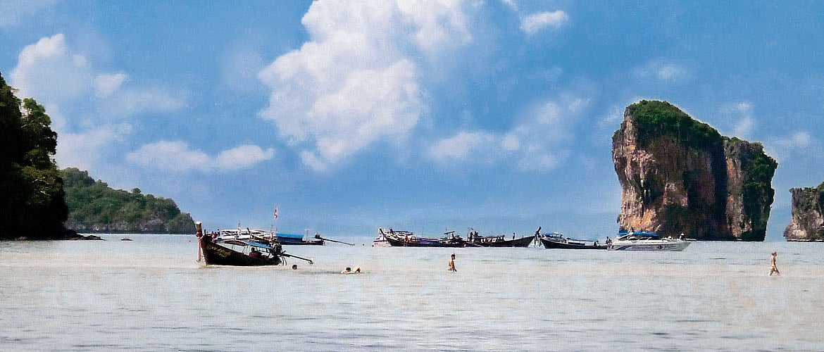 Boats moored at the Krabi Jetty