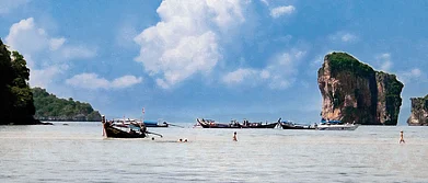 Boats moored at the Krabi Jetty