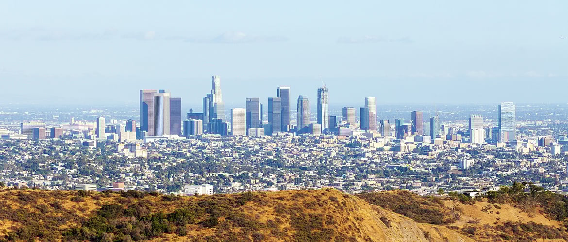 The Los Angeles skyline looks beautiful from afar