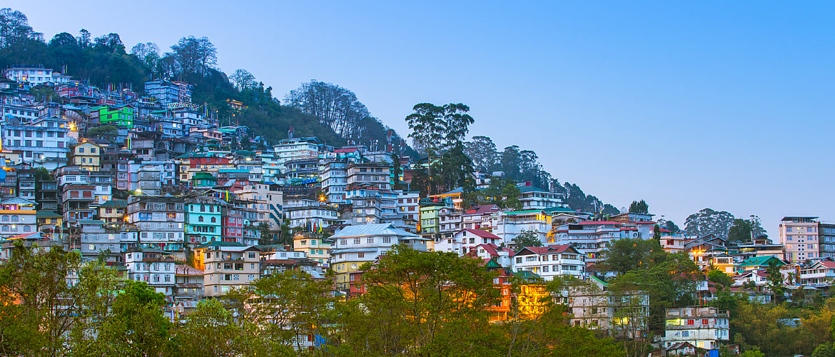 An aerial view of Gangtok