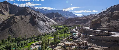 An aerial view of Lamayuru valley