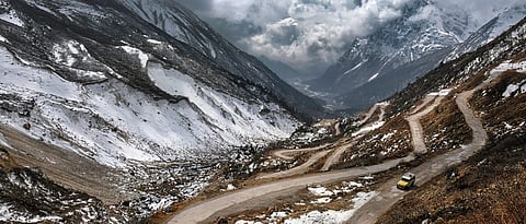 Zero Point offers a spectacular view of snow-clad mountains and the Yumthang Valley