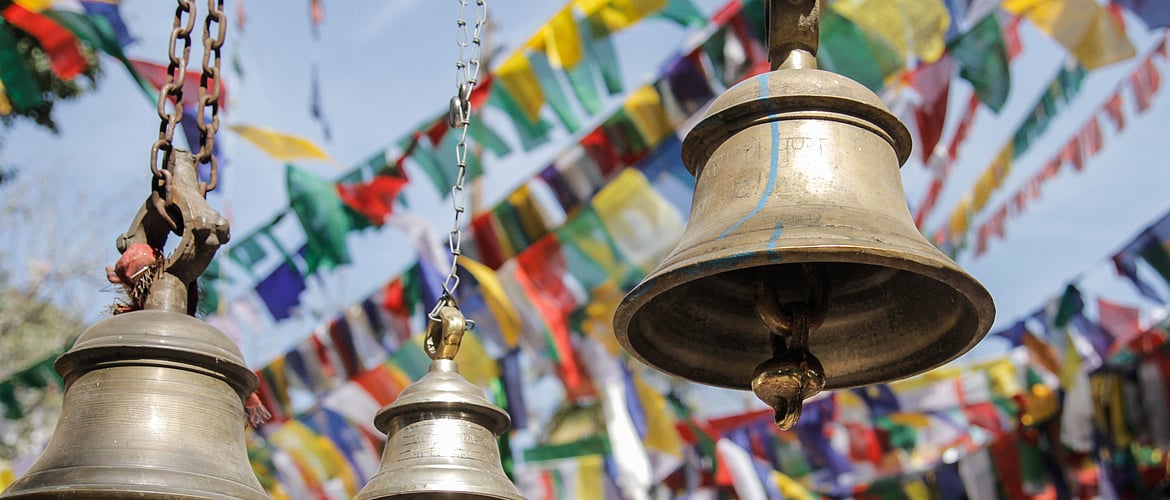 Bells and prayer flags-a beautiful merger of cultures 