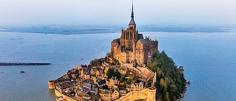 The Bay of Mont-Saint-Michel glowing in the springtime sun