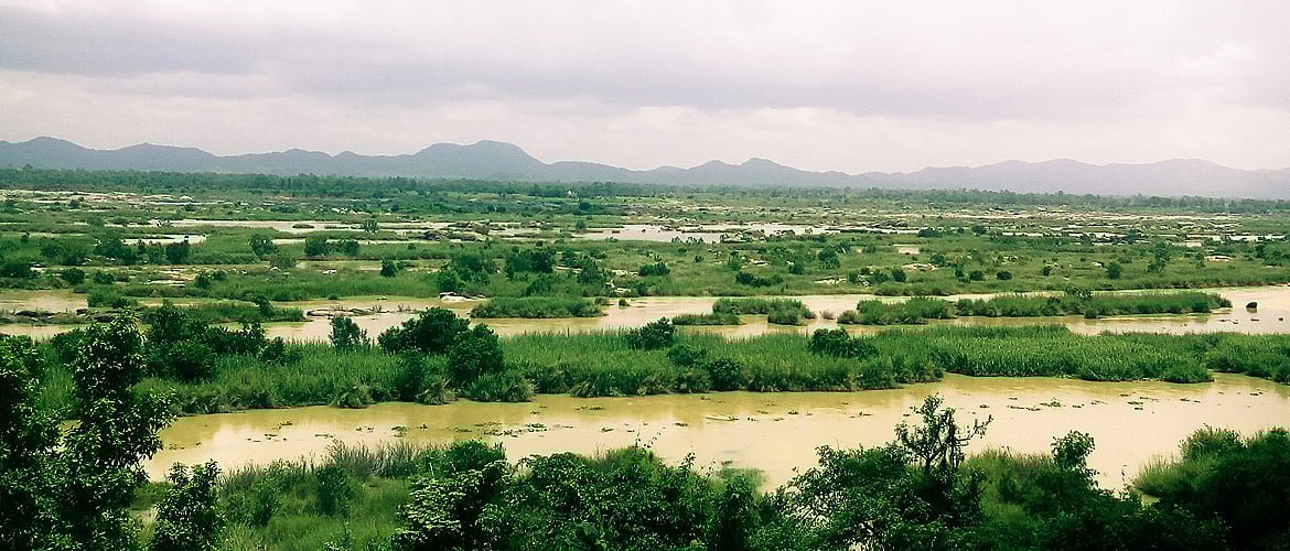 Mahanadi River during monsoon in Sambalpur