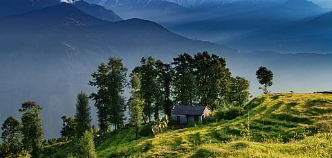 A view of Panchchuli Peak as seen from Munsiyari in Uttarakhand