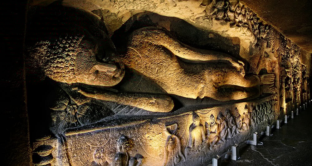 Sleeping Buddha statue inside Ajanta Caves in Maharashtra                                               Shutterstock
