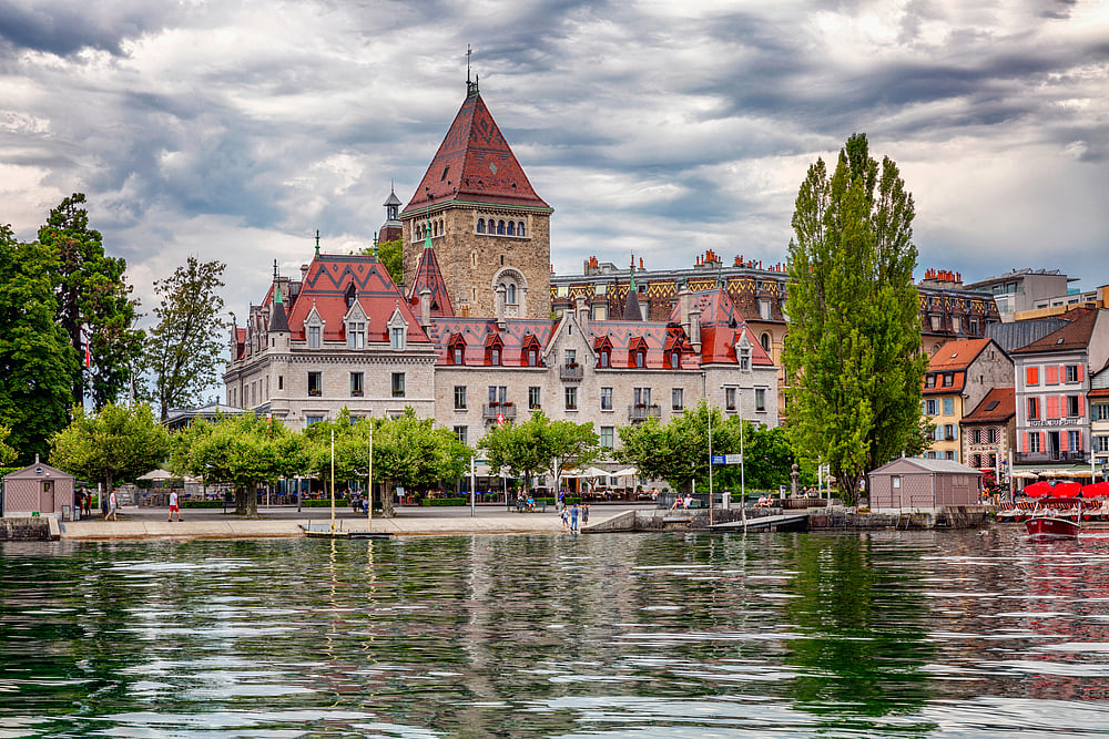 The historic Beau-Rivage Palace in Lausanne, Switzerland                        Deman / Shutterstock