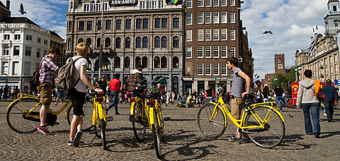 Cycling around Amsterdam is popular