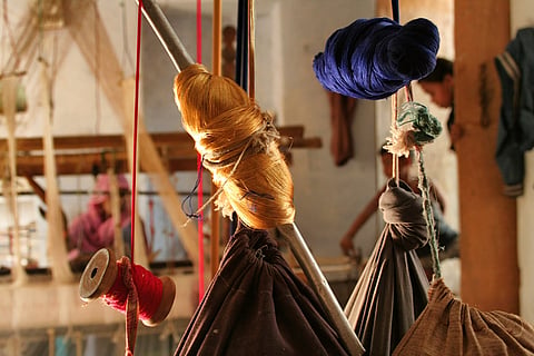 A chanderi weaving loom 