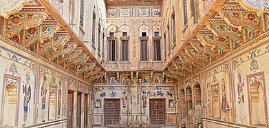 Chokani Double Haveli with details of the frescoes and mural paintings
