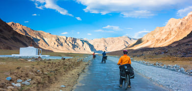 The rugged landscape of Leh is one of the most picturesque cycling routes in India
