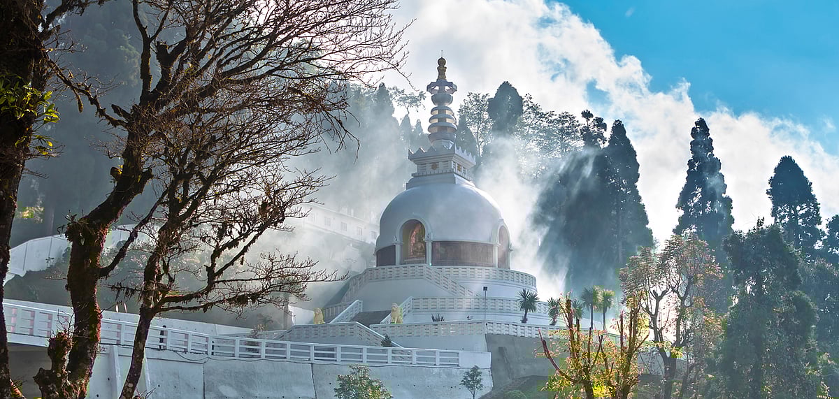 While Darjeeling is known for the tea industry, its Peace Pagoda is also a place of beauty