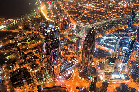 The Kuwait skyline at night