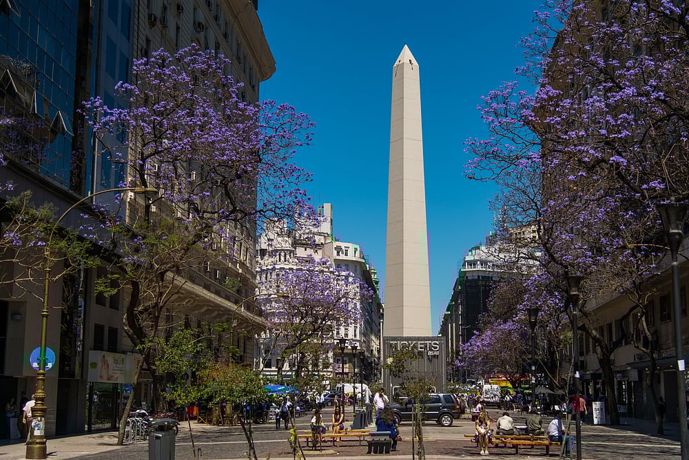 The Obelisk, the most recognised landmark in Argentinas capital city of Buenos Aires