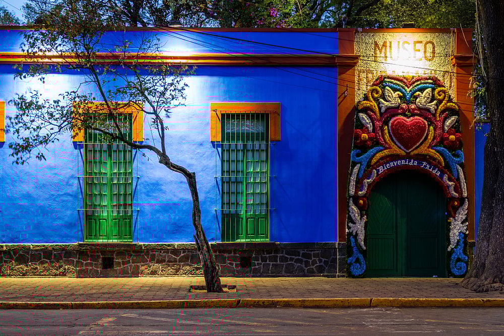 The Frida Kahlo Museum aka Blue House (La Casa Azul), a historic house and art museum dedicated to the life and work of Mexican artist in Mexico City