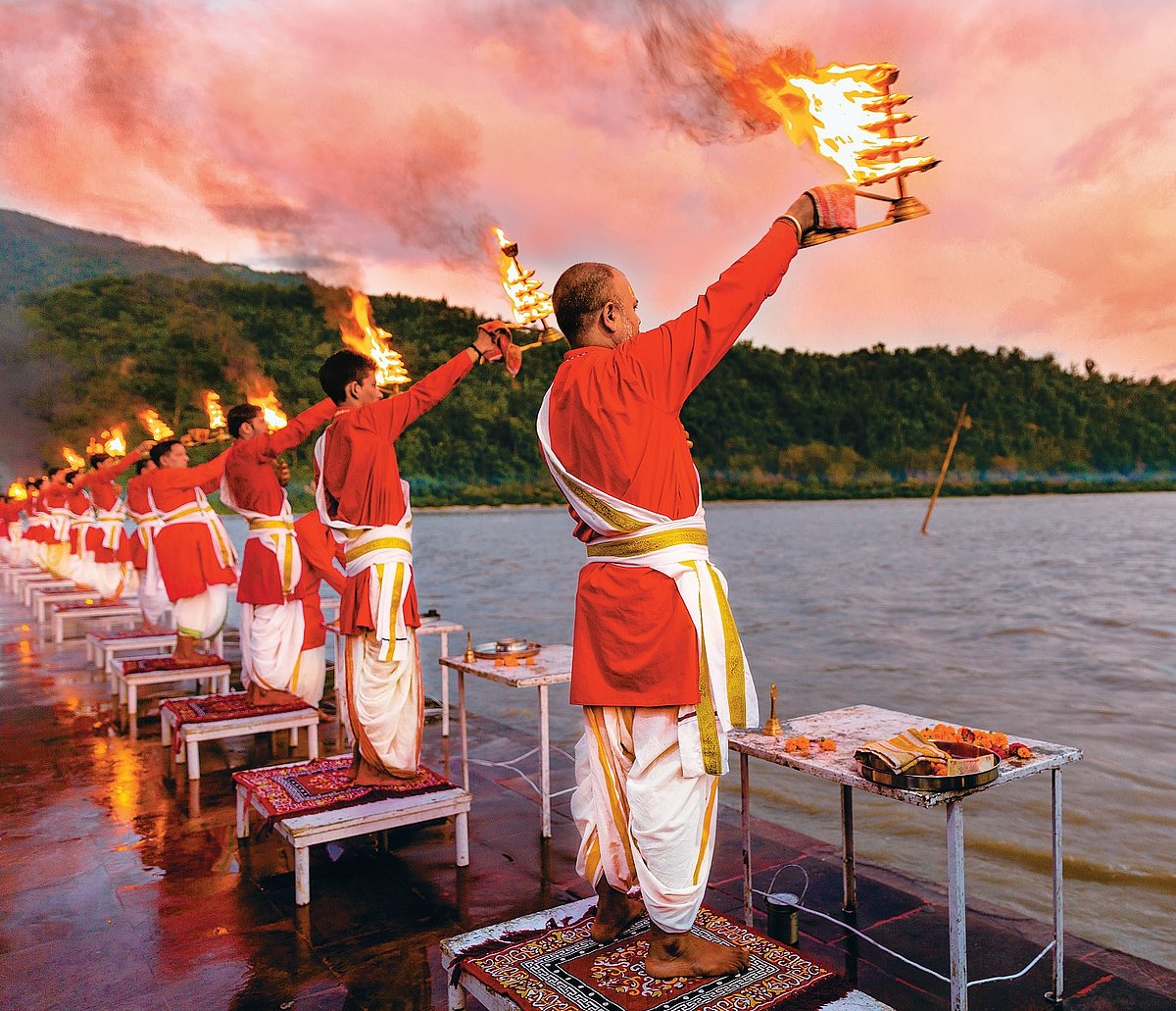 An evening aarti on the banks of the Ganga