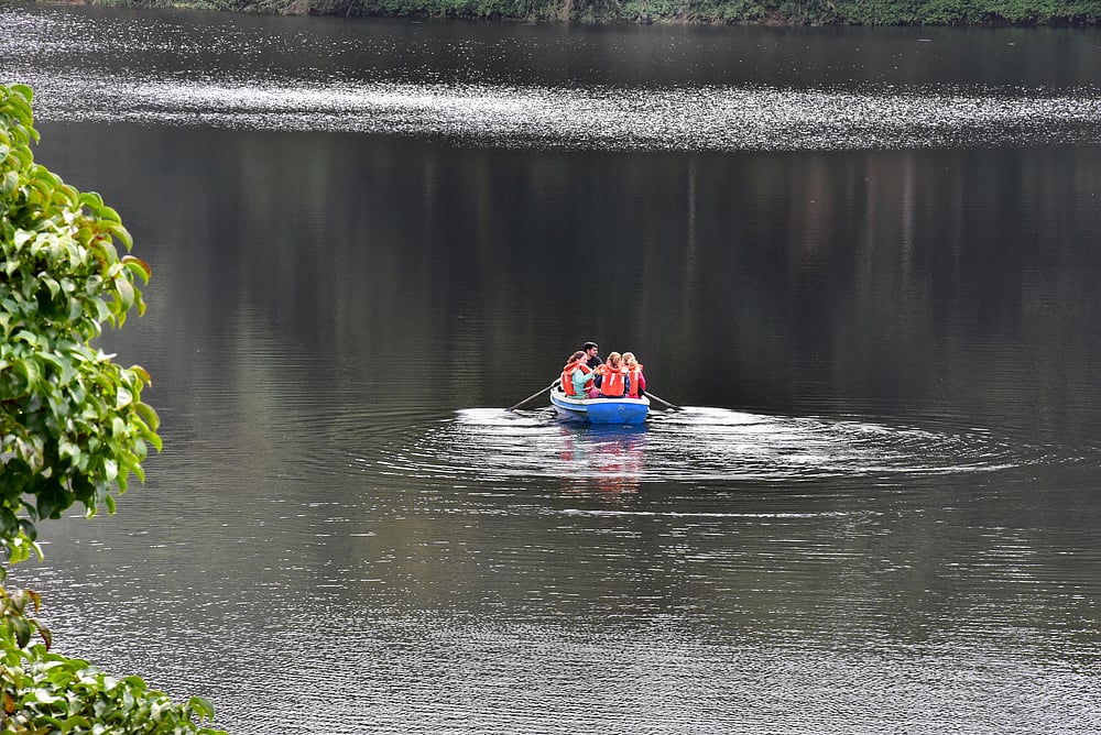 A rowing boat in the lake at Gavi, a spectacular tourist spot in the wilderness in Kerala
