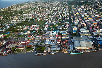 Shutterstock : Birds-eye view of the city of Georgetown in Guyana, South America