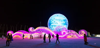 An ice sculpture at the Harbin International Ice & Snow Sculpture Festival