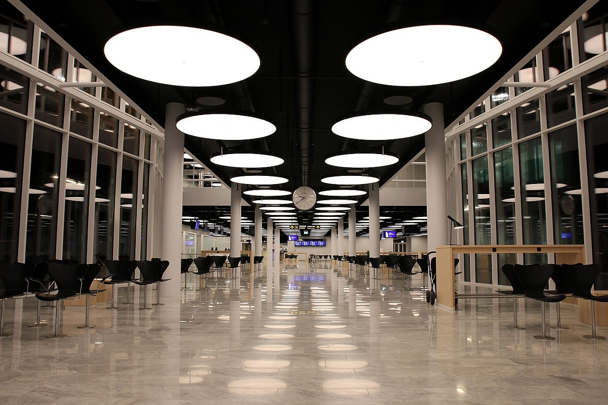 Inside the Kastrup airport in Copenhagen