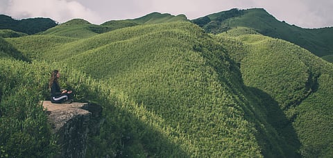 A couple of tents set up at the Dzukou Valley