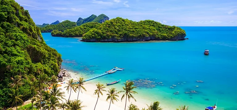 An aerial view of Koh Samui, Thailand - shutterstock/lkunl