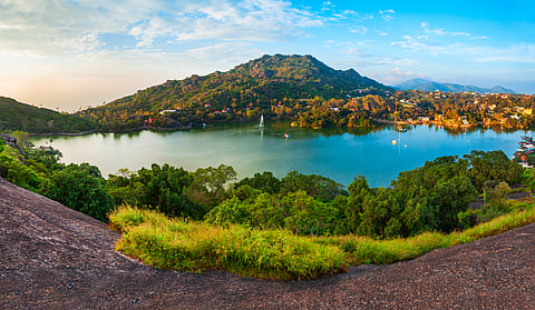An aerial view of Mount Abu and Nakki lake