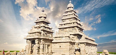 Shutterstock : Monolithic temples of the Shore Temple near Mahabalipuram