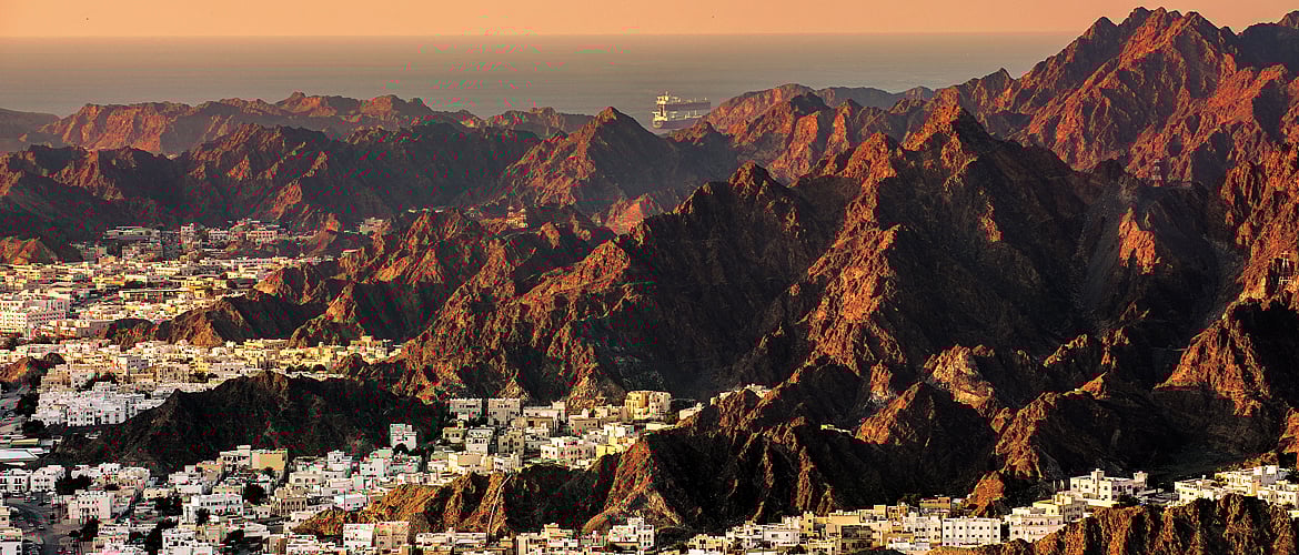 An aerial view of Muscat city