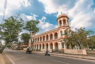 A colonial era building in Mysuru with vintage architecture