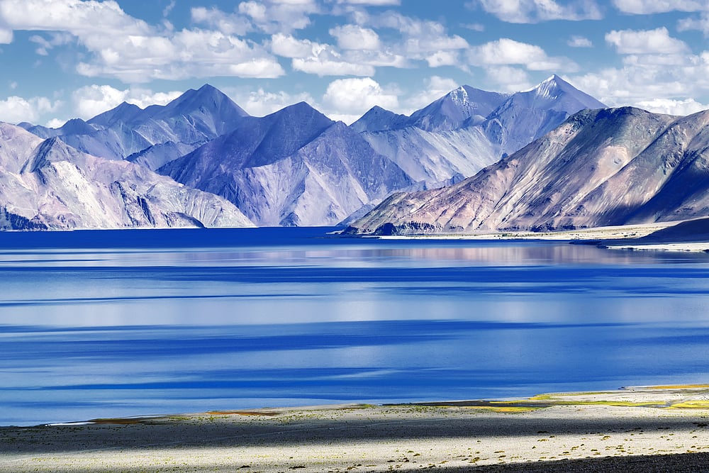 The Pangong Tso lake in Ladakh                                                 