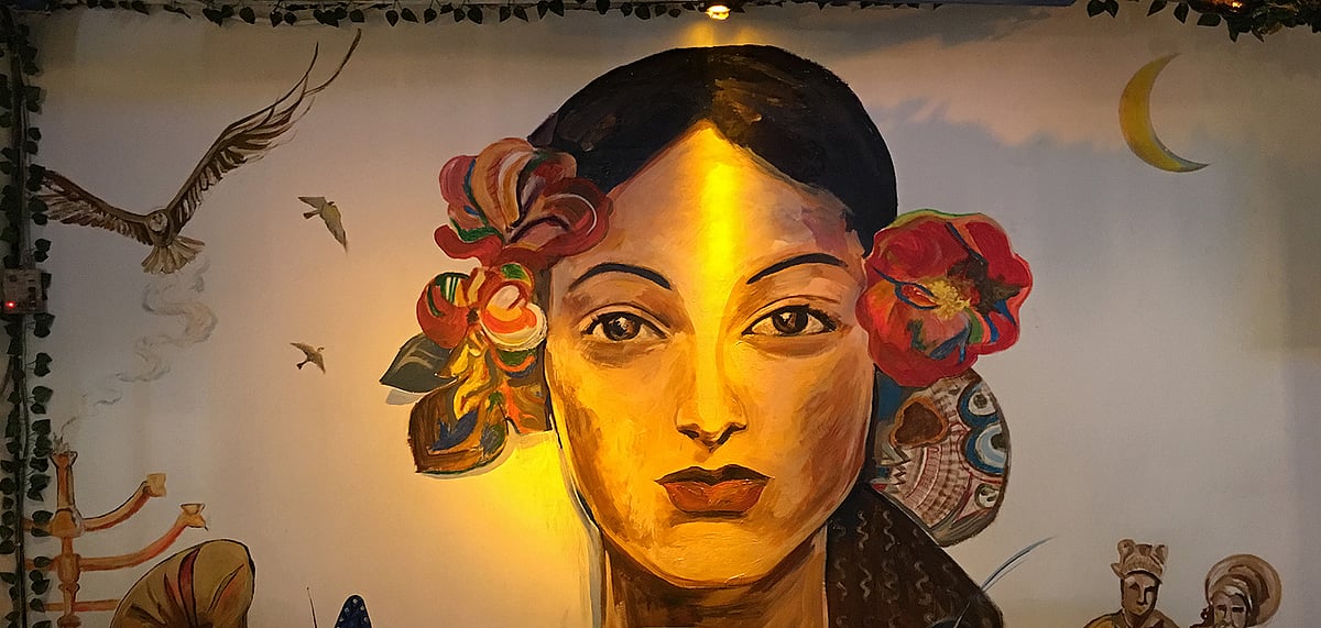 A cool wall art at Pho King, Hauz Khas Village