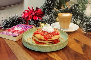 High Coffee Strawberry Pancakes With Mocha on the Shore