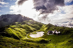The stunning Prashar Lake in Mandi, Himachal Pradesh