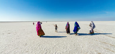 Women wandering through the Rann of Kutch